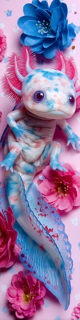 Free printable axolotl bookmark featuring a white axolotl realistic style